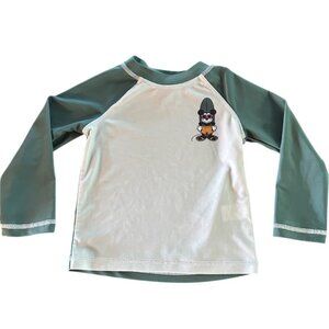 Disney Mickey Mouse Boys 2T Long Sleeve Rashguard Swim Shirt Surf Beach Sage